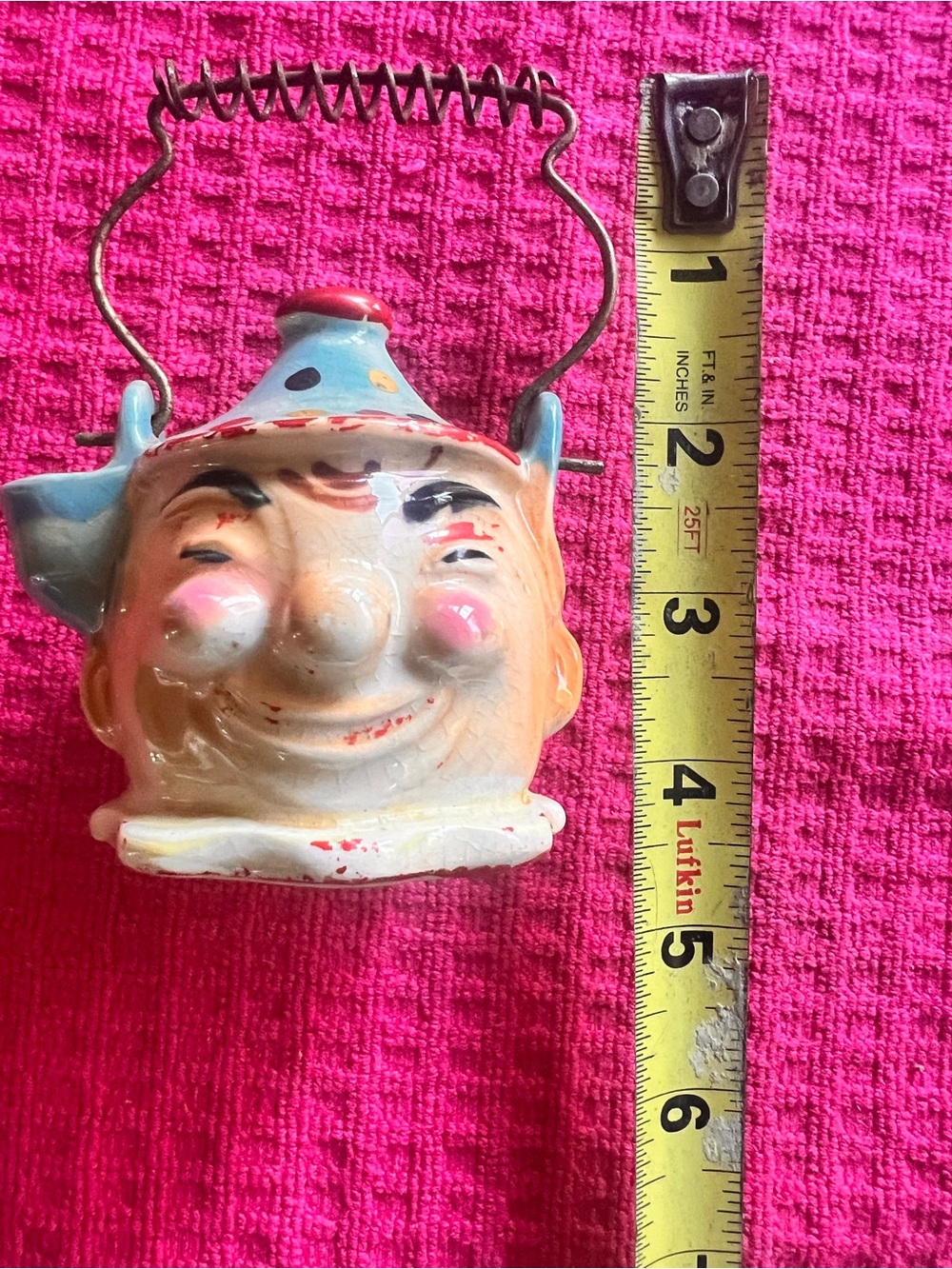 Vintage 1950s Ceramic Clown Head Novelty Teapot Pitcher